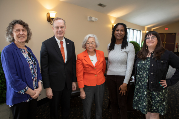 Left to right: Dr. Eleanor Maine, Chancellor Kent Syverud, Dr. Ruth Chen, Michelle Shanguhyia, and Emily Watts
